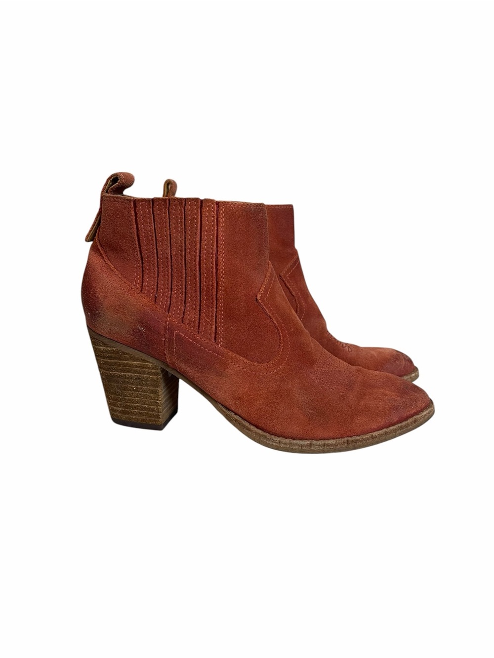 Dolce Vita Red Suede Western Heeled Ankle Boots Size 8